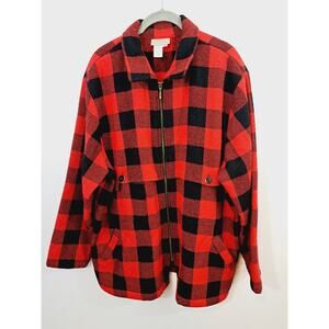 Coldwater Creek Vintage Women's Red Black Buffalo Check Barn Jacket XL